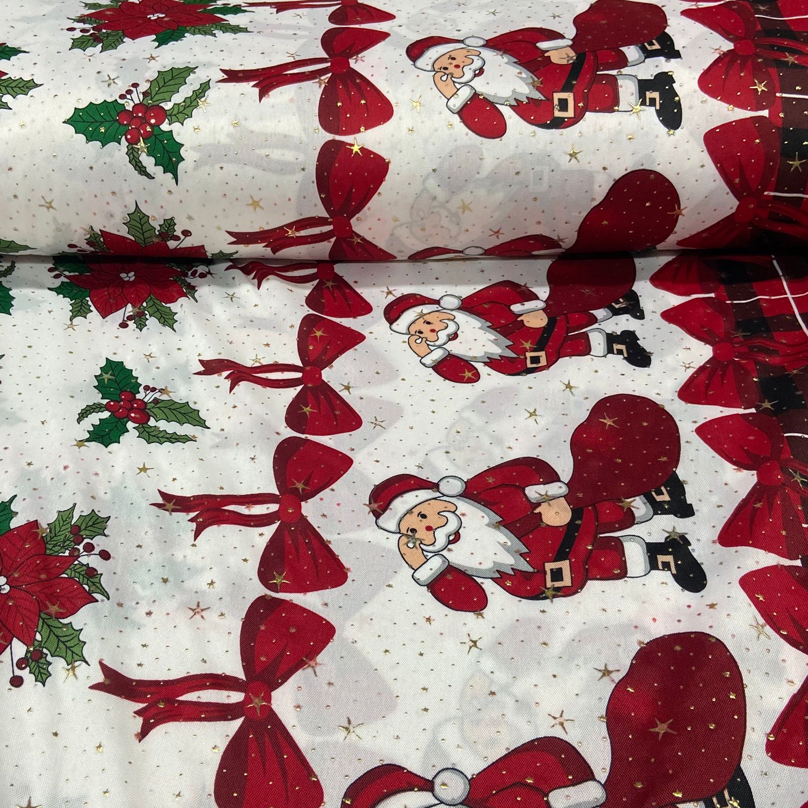 Toalha Natal Doce Espera de Natal com Brilho Dourado