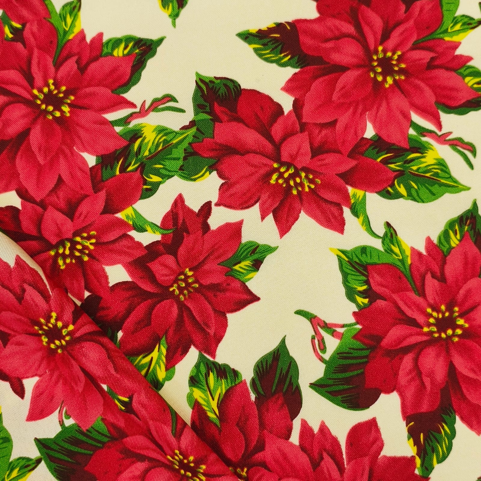 Toalha Natal Flores do Natal Fundo Bege