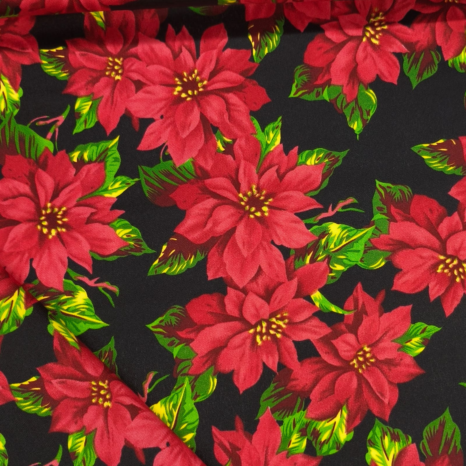 Toalha Natal Flores do Natal Fundo Preto