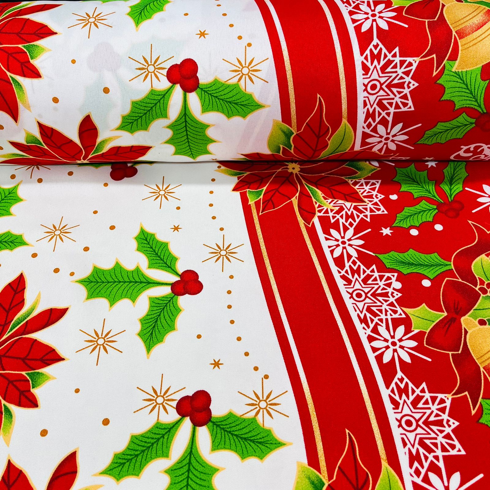 Toalha Natal Oxford Fundo Branco