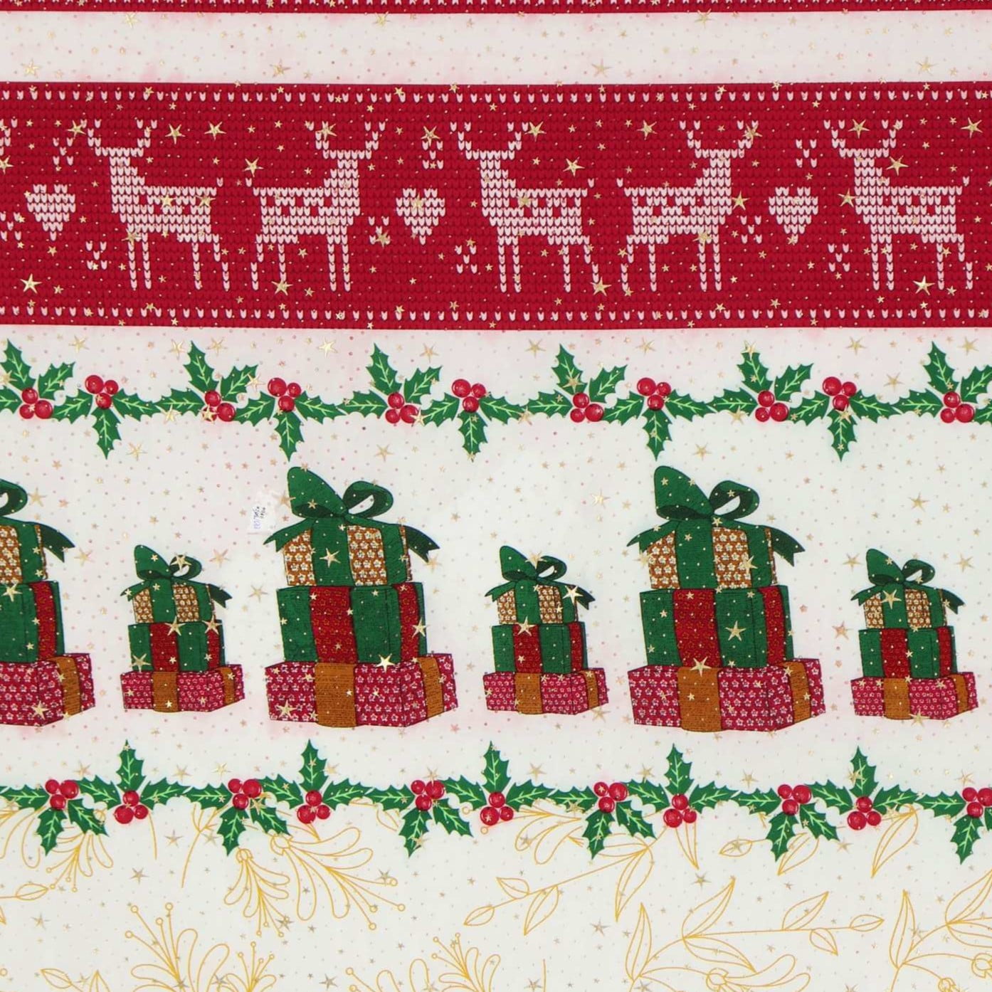 Toalha Natal Presentes Lindos com Brilho Dourado