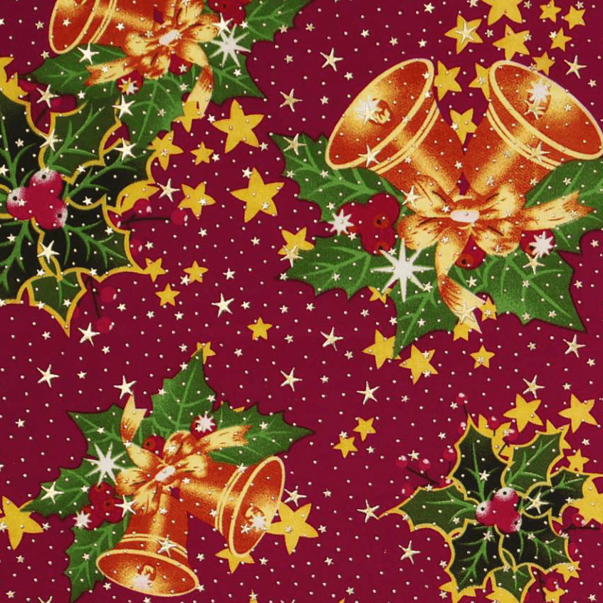 Toalha Natal Sinos Dourados com Brilho Dourado
