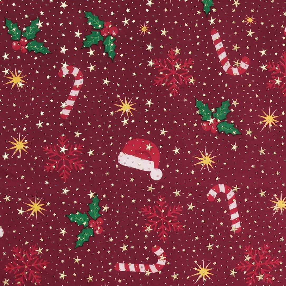 Toalha Natal Tradicional com Brilho Dourado