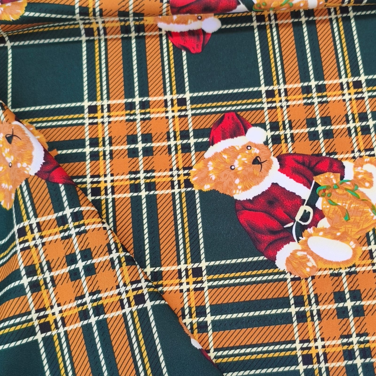 Toalha Natal Ursos de Natal no Xadrez
