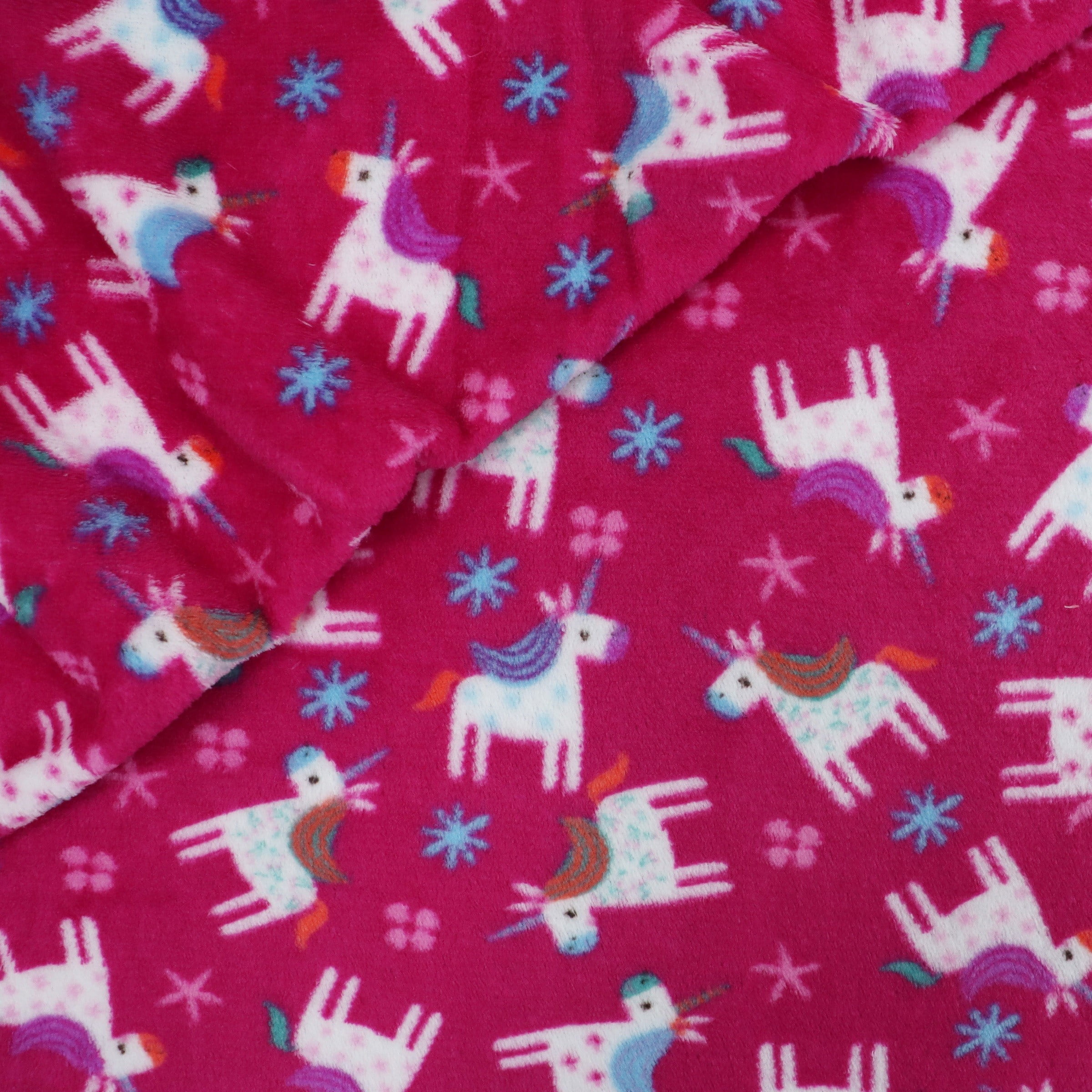 Fleece Unicórnios Fundo Rosa 
