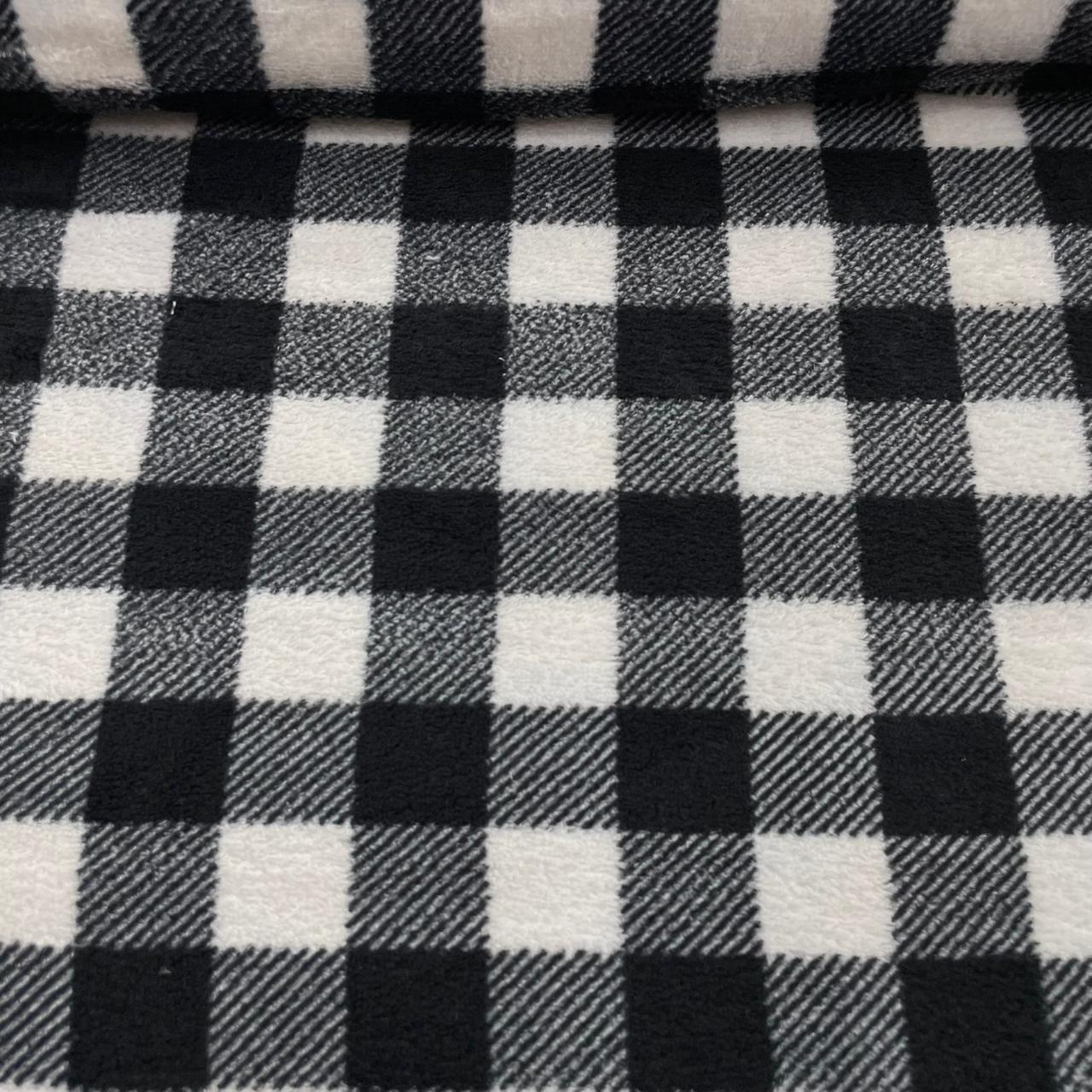 Fleece Xadrez Preto e Branco