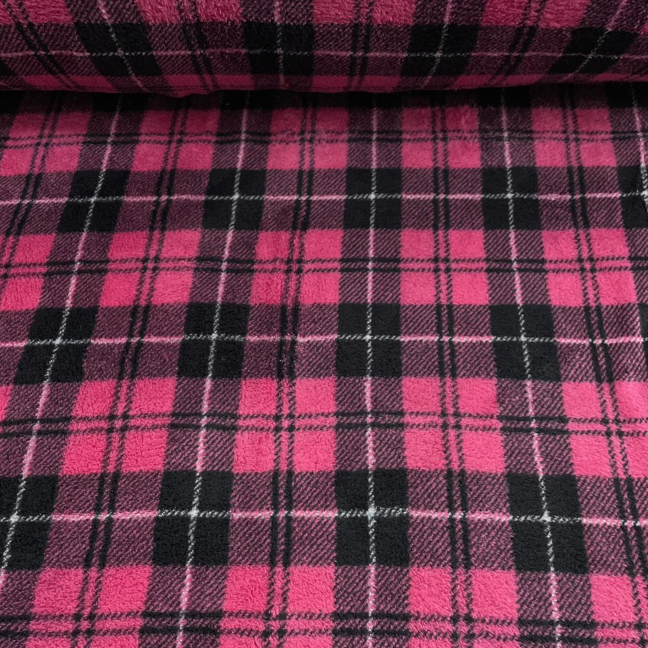 Fleece Xadrez Rosa