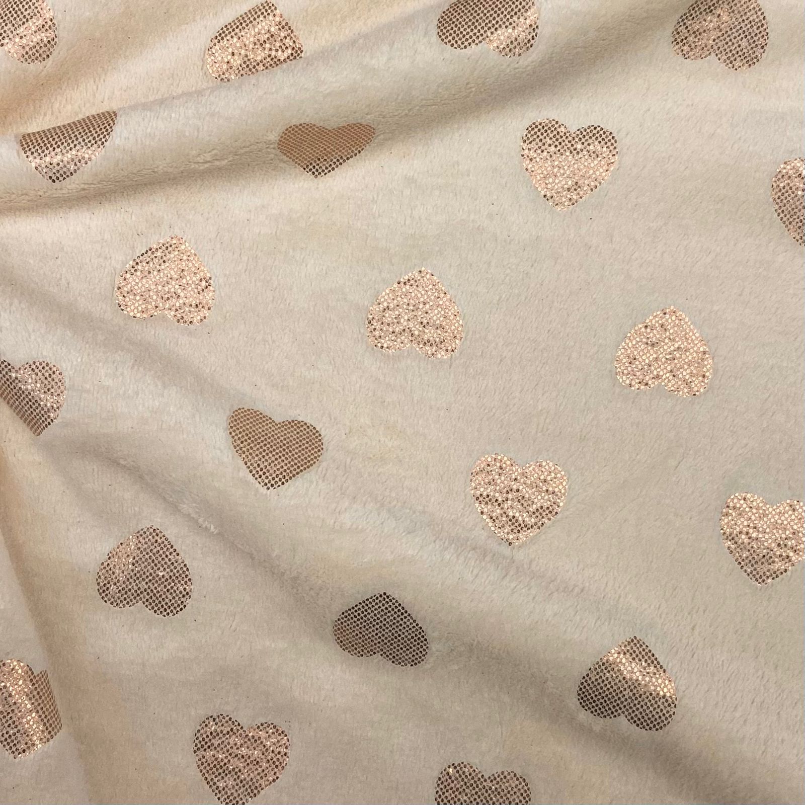 Fleece Corações Brilhantes Marfim 