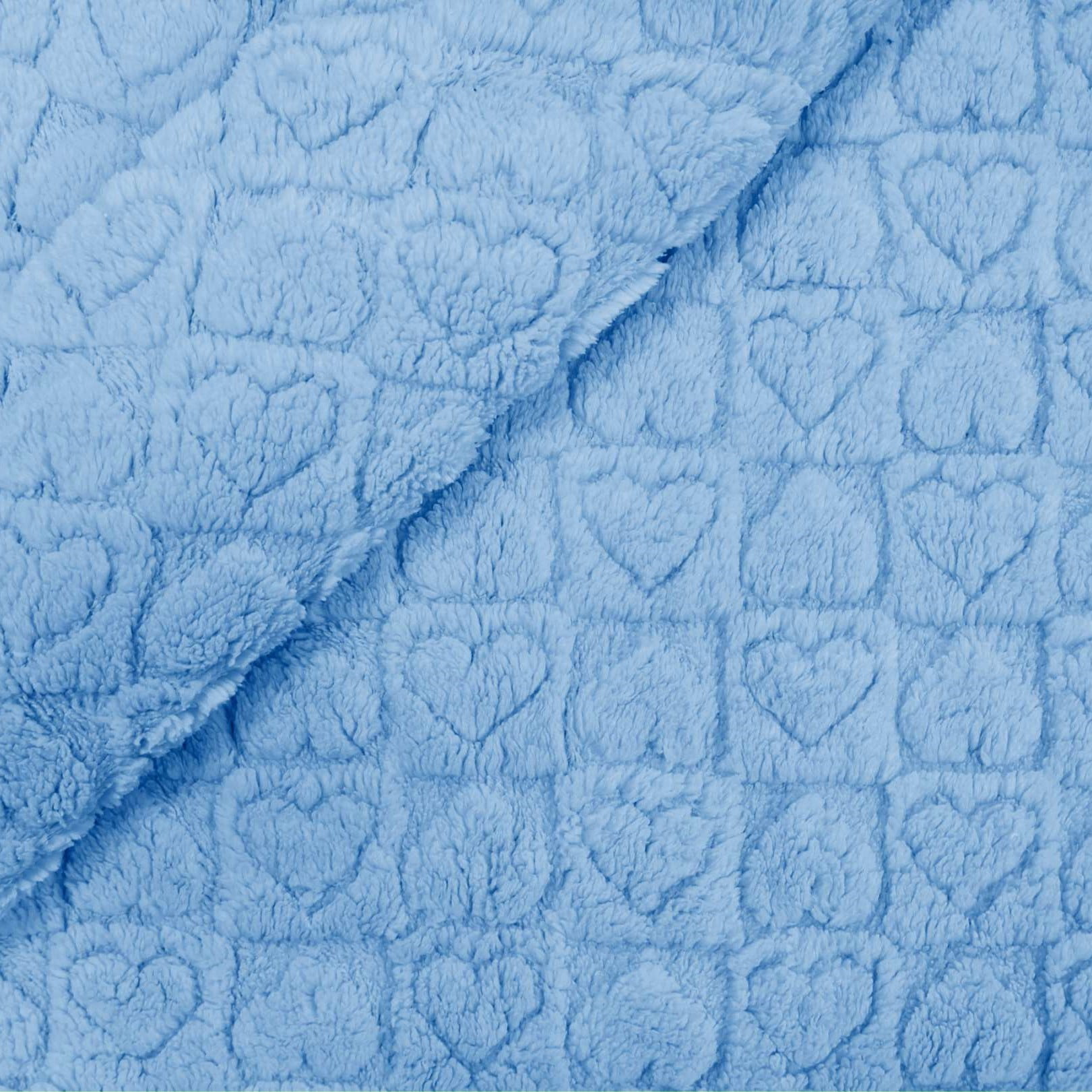Fleece Grosso Coração 3D Azul