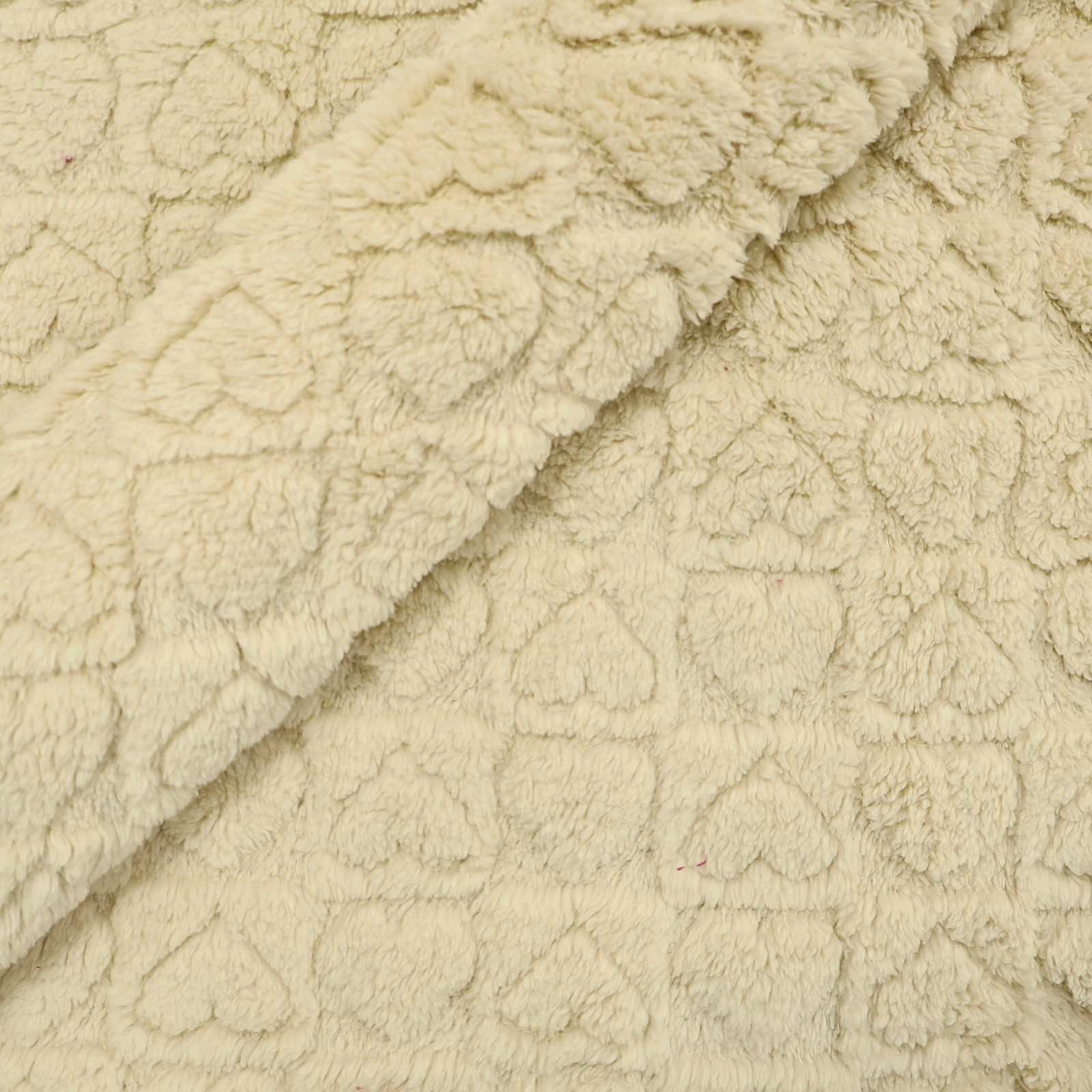 Fleece Grosso Coração 3D Bege