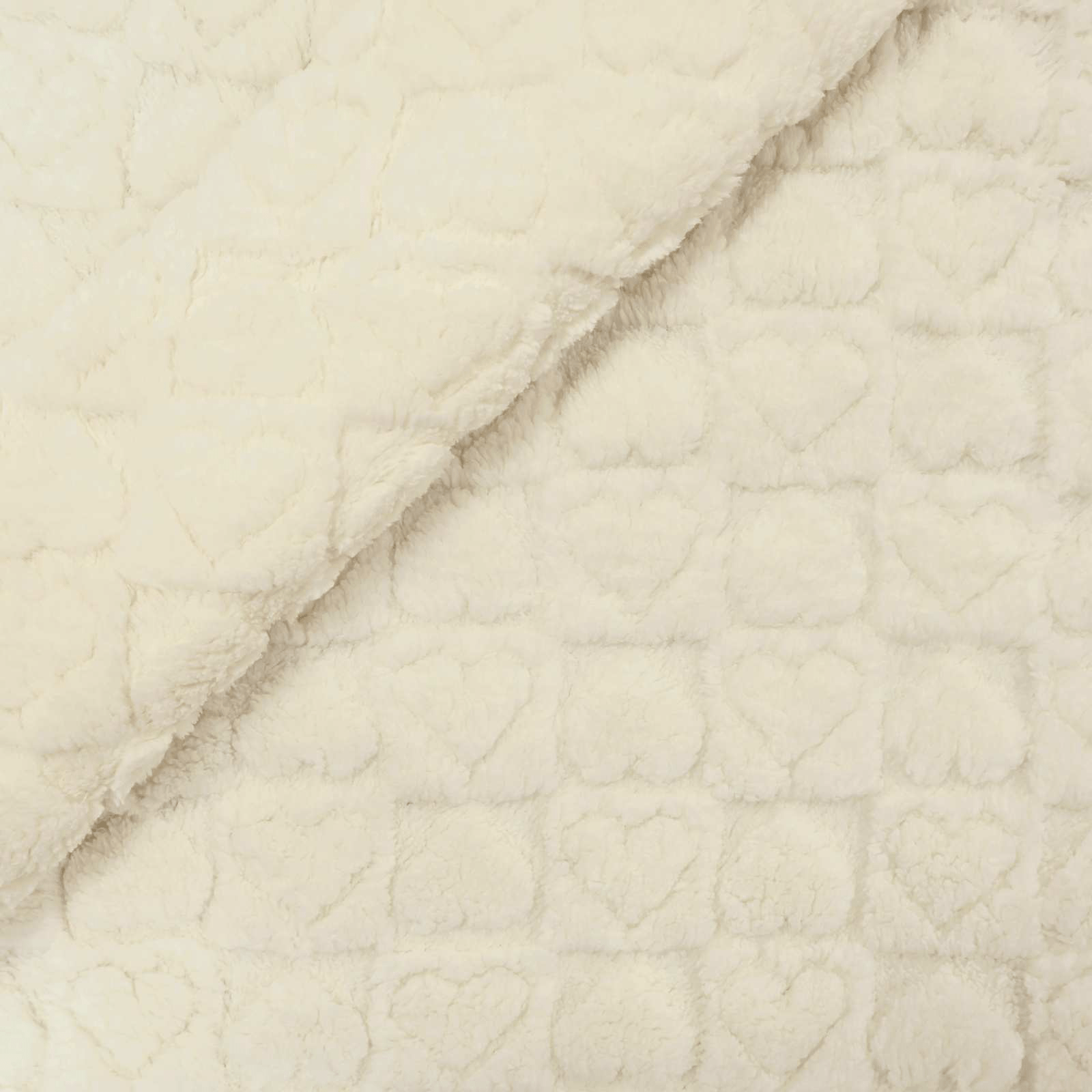 Fleece Grosso Coração 3D Marfim