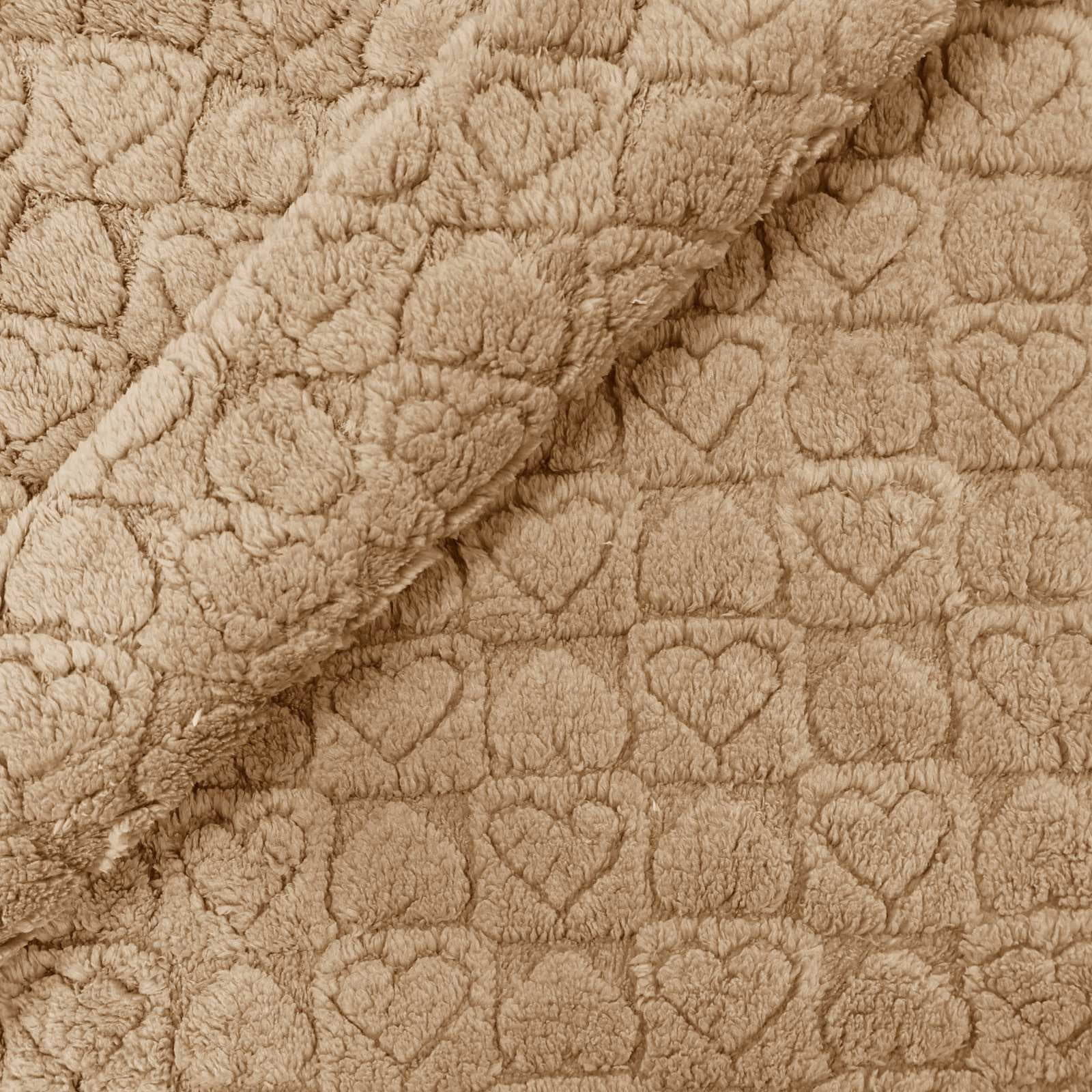 Fleece Grosso Coração 3D Marrom