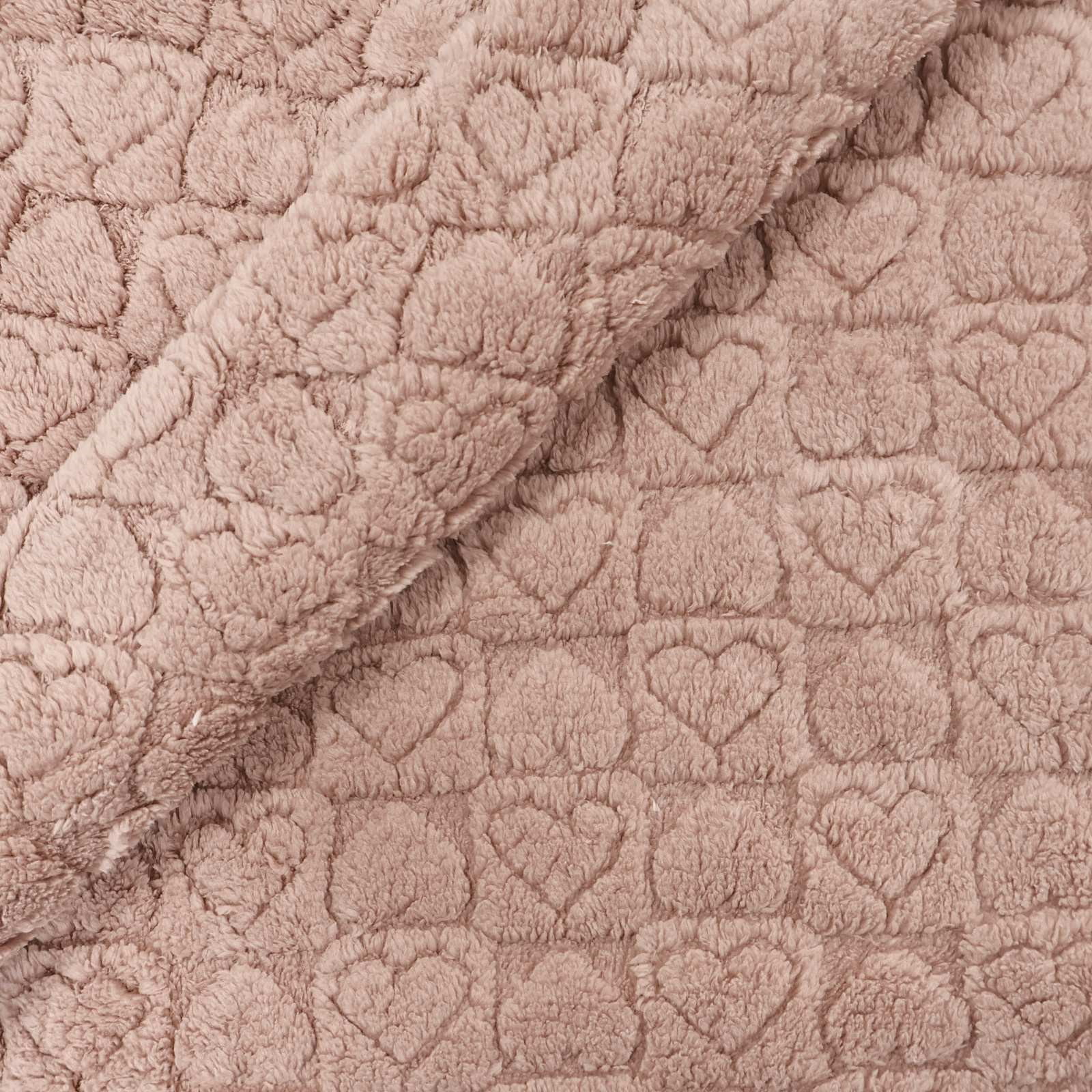 Fleece Grosso Coração 3D Rosa Antigo