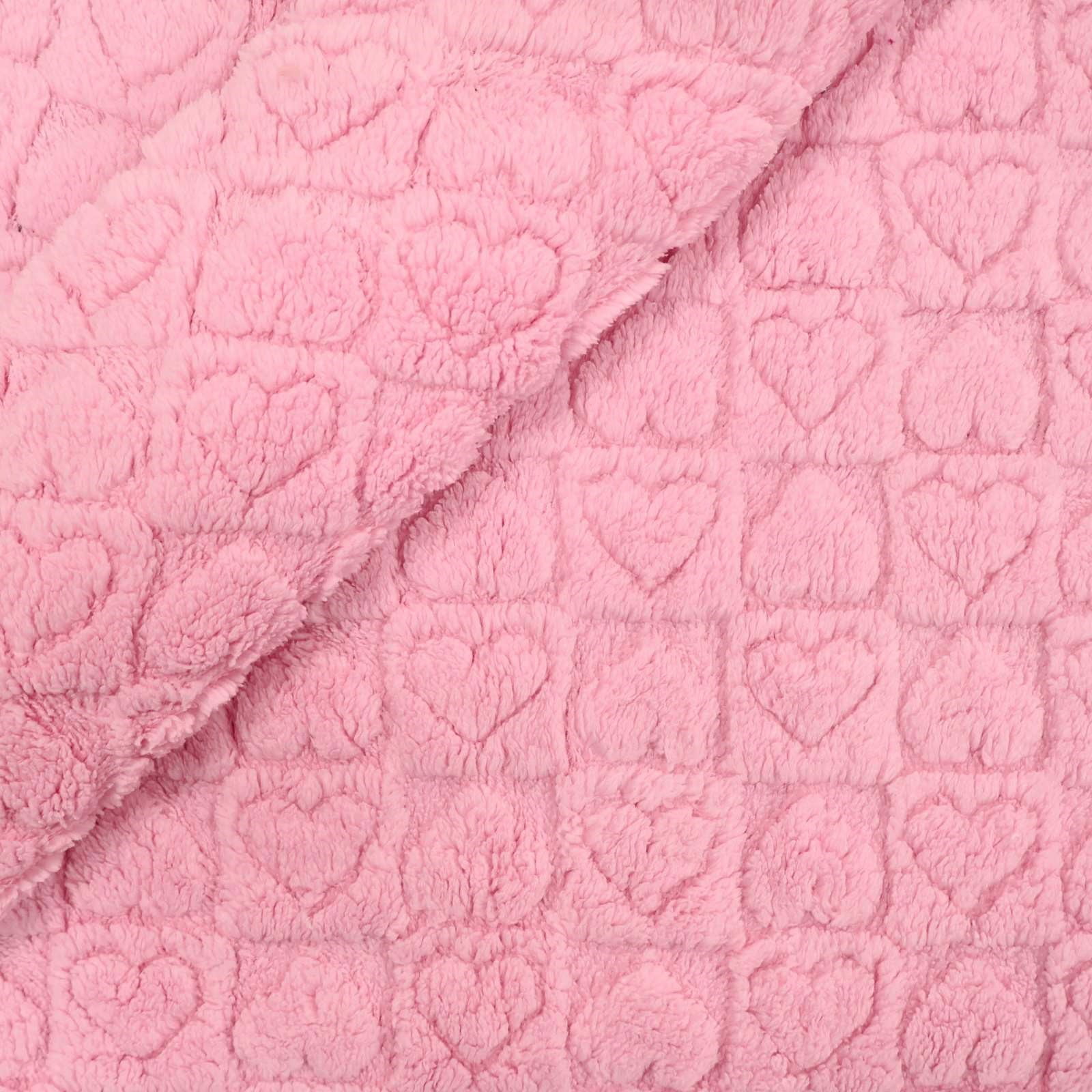 Fleece Grosso Coração 3D Rosa Bebê