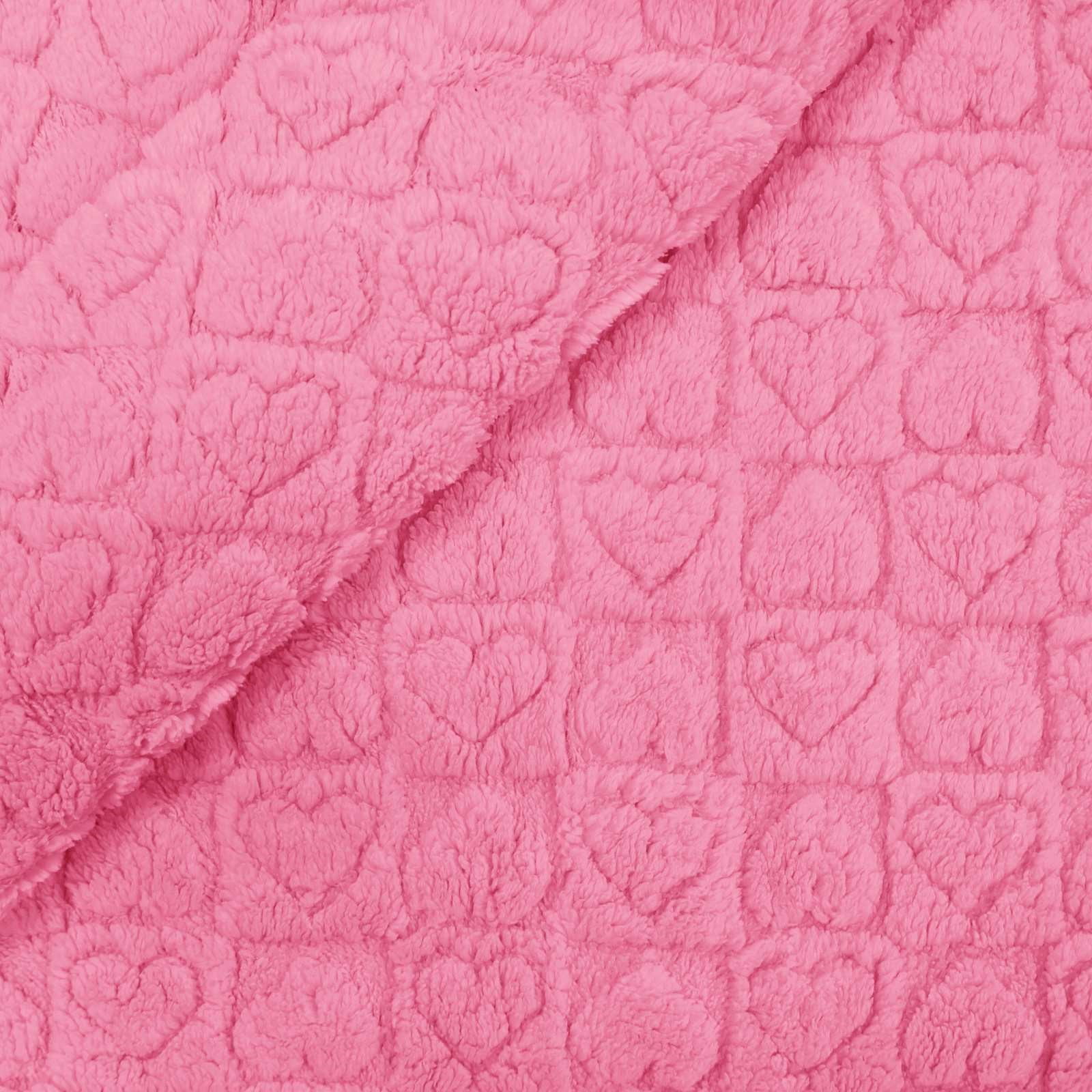 Fleece Grosso Coração 3D Rosa Chiclete