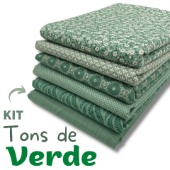 Kit Tricoline Tons de Verde 6 Cortes de 50x140cm