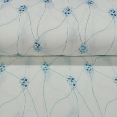 Crepe de Algodão Branco e Azul Lantejoula Soleil RRR