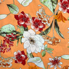 Viscose Floral Laranja PROMO