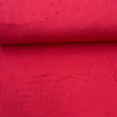 Crepe de Algodão Bordado Vermelho Purity PROMO