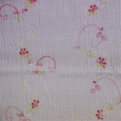 Crepe de Algodão Bordado Rosa Claro e Amarelo Star APOCALIPSE