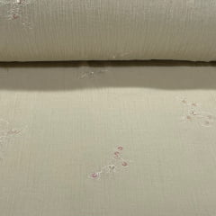 Crepe de Algodão Lantejoula Bege Naif RRR