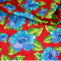 Chita Fake Hibisco Fundo Vermelho  FOGUEIRA