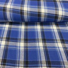 Flanela Xadrez Tricolor Azul RRR