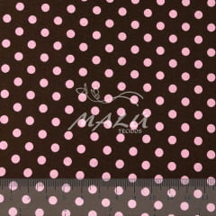 Tricoline Poa Rosa com fundo Marrom RRR