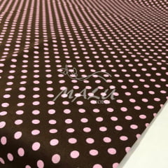 Tricoline Poa Rosa com fundo Marrom