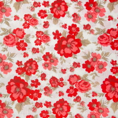 Tricoline Floral Bonito Vermelho RRR