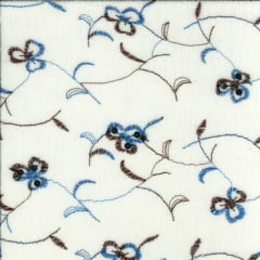Crepe de Algodão Bordado Azul Lis