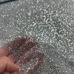 Tule Glitter Pesado Prata LIVE