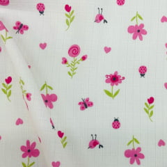 Fralda Quadriculada Mini Florizinhas Rosas 70x75cm