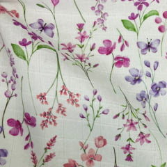 Fralda Quadriculada Digital Flores Lindas 70x75cm