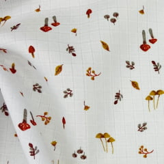 Fralda Quadriculada Mini Cogumelos Da Natureza 70x75cm