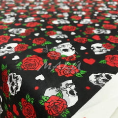 Tricoline Caveira com Rosas LIQUIDA