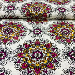 Tricoline Mandala fundo Branco LIQUIDA