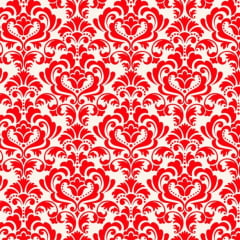 Tricoline Arabesco Vermelho e Branco LIQUIDA