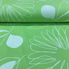 Percal 150 Fios Flores Fundo Verde FAVORITO 
