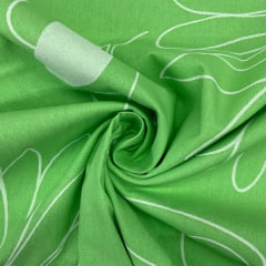 Percal 150 Fios Flores Fundo Verde FAVORITO 
