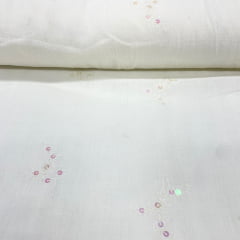 Crepe de Algodão Lantejoula Marfim Naif FAVORITO