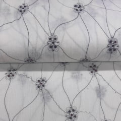 Crepe de Algodão Branco Lantejoula Soleil PROMO
