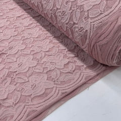 Renda com Elastano Rosê Flores Grandes RRR