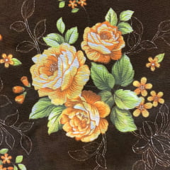 CORTE 0,70X2,20m Gorgurinho Marrom Floral 