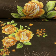 CORTE 0,70X2,20m Gorgurinho Marrom Floral 