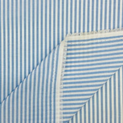 Tricoline Fio Tinto Listrado Azul Bebê LIVE