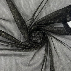 Tule Glitter Preto com Dourado LIVE