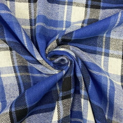 CORTE 0,50 X 1,50m Flanela Xadrez Tricolor Azul
