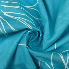 Percal 150 Fios Flores Fundo Azul BLACK