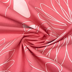 Percal 150 Fios Flores Fundo Salmão BLACK